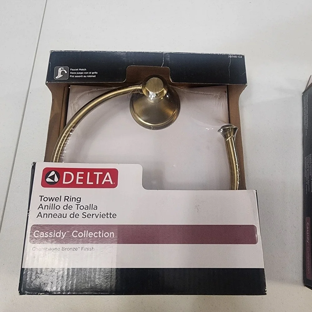 Delta Cassidy  Single Hand Towel Ring Champagne Bronze NIB